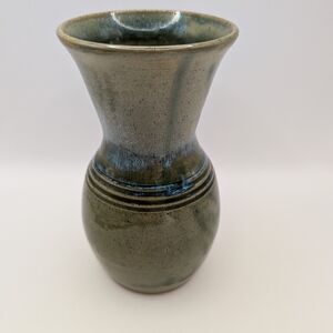Handcrafted Ceramic Vase in Blue and Gray